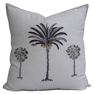 Grey Palm ~ Block Printed Cushion