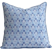 Load image into Gallery viewer, Blue Grey Boota ~ Block Printed Cushion Piped Edges