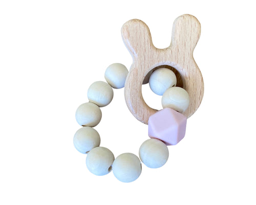 Wooden & Silicone Baby Teether ~ Rabbit