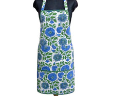 Load image into Gallery viewer, APRON - BLUE &amp; GREEN FLORAL