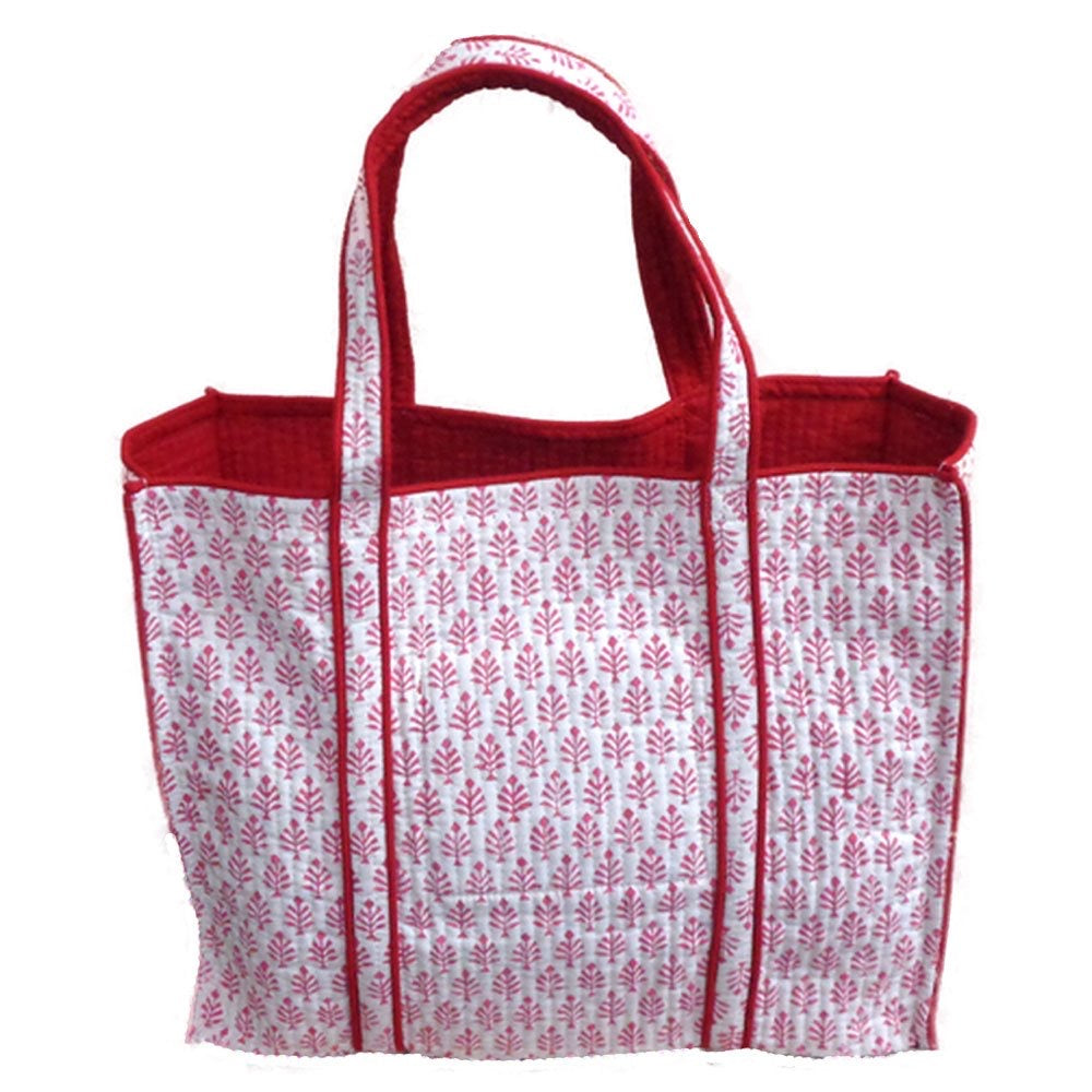 Quilted Tote Bag ~ Indra in Rose Pink