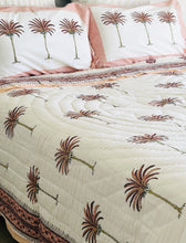 Load image into Gallery viewer, Earth Pink Palm  Cotton Filled Quilt  ~ Queen/King (Limited Edition)