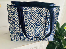 Load image into Gallery viewer, Quilted Tote Bag ~ Akash in Navy Print
