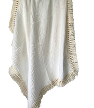 Load image into Gallery viewer, Cotton Muslin Fringed Baby Swaddle ~ White
