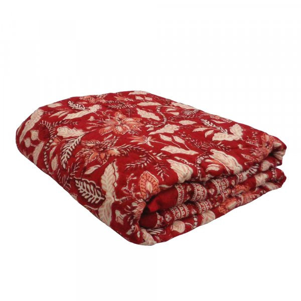 Cot Quilt ~ Red Hibiscus