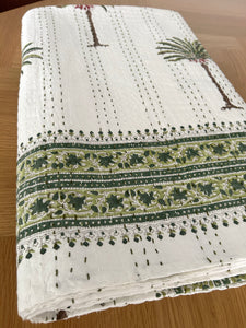 Green Imperial Palm Kantha Quilt | King ~ Single