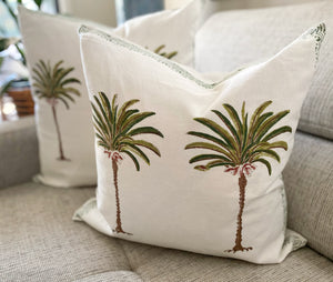 Cocos Green Palm ~ Block Printed Cushion