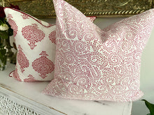 Load image into Gallery viewer, Pink Jasmine ~ Block Printed Cushion