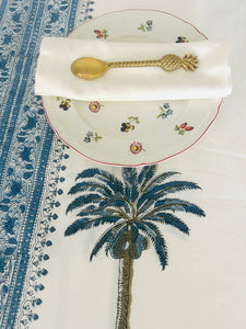 Imperial Blue Palm ~ Tablecloth (10~12 Seater)