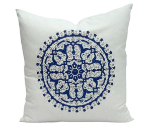 Indigo Mandala ~ Block printed cushion