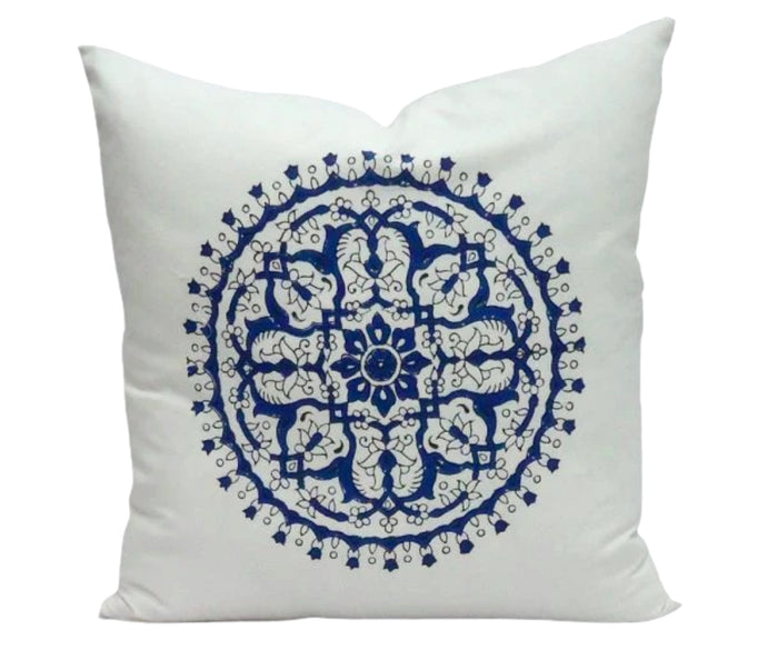 Indigo Mandala ~ Block printed cushion