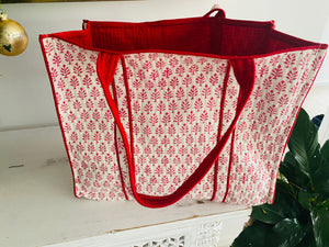 Quilted Tote Bag ~ Indra in Rose Pink
