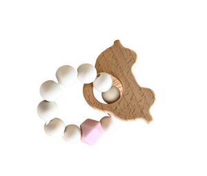 Wooden & Silicone Baby Teether ~ Bird