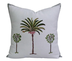 Green Palm ~ Block Printed Cushion