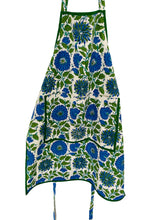 Load image into Gallery viewer, APRON - BLUE &amp; GREEN FLORAL