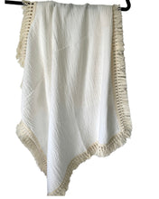 Load image into Gallery viewer, Cotton Muslin Fringed Baby Swaddle ~ White